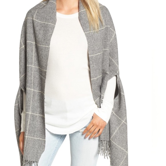 Madewell Accessories - Madewell Micro Check Cape Scarf, grey/white
